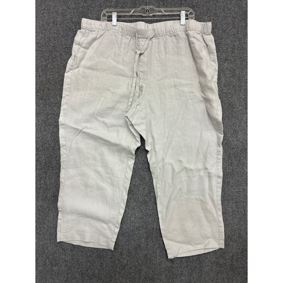 J.Jill Pants - Pure Jill J.Jill Women 2X Linen Pants Marble Grey Cropped Drawstring New 241564